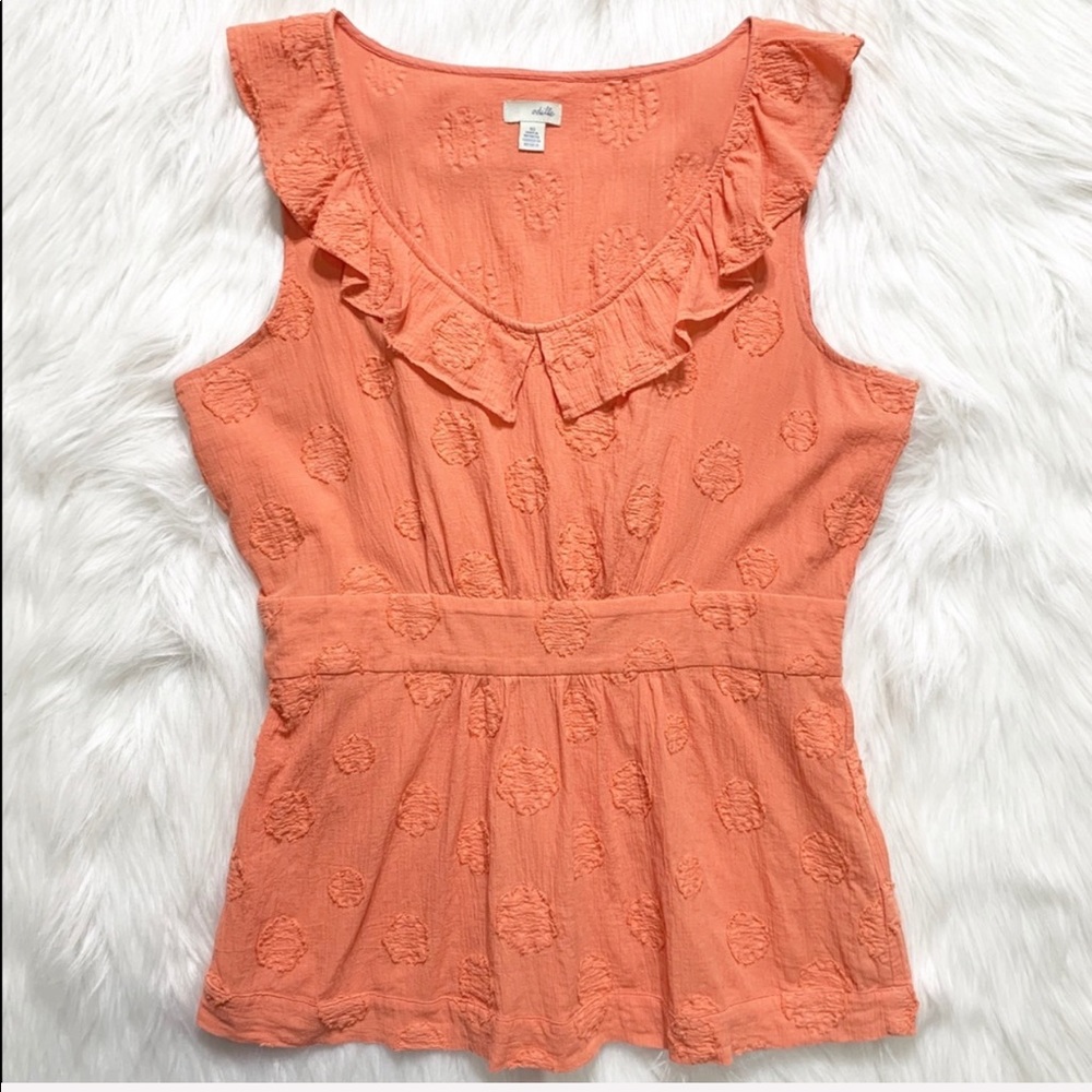 2/$20🌸 Anthropologie Ruffled Jacquard Peplum Top